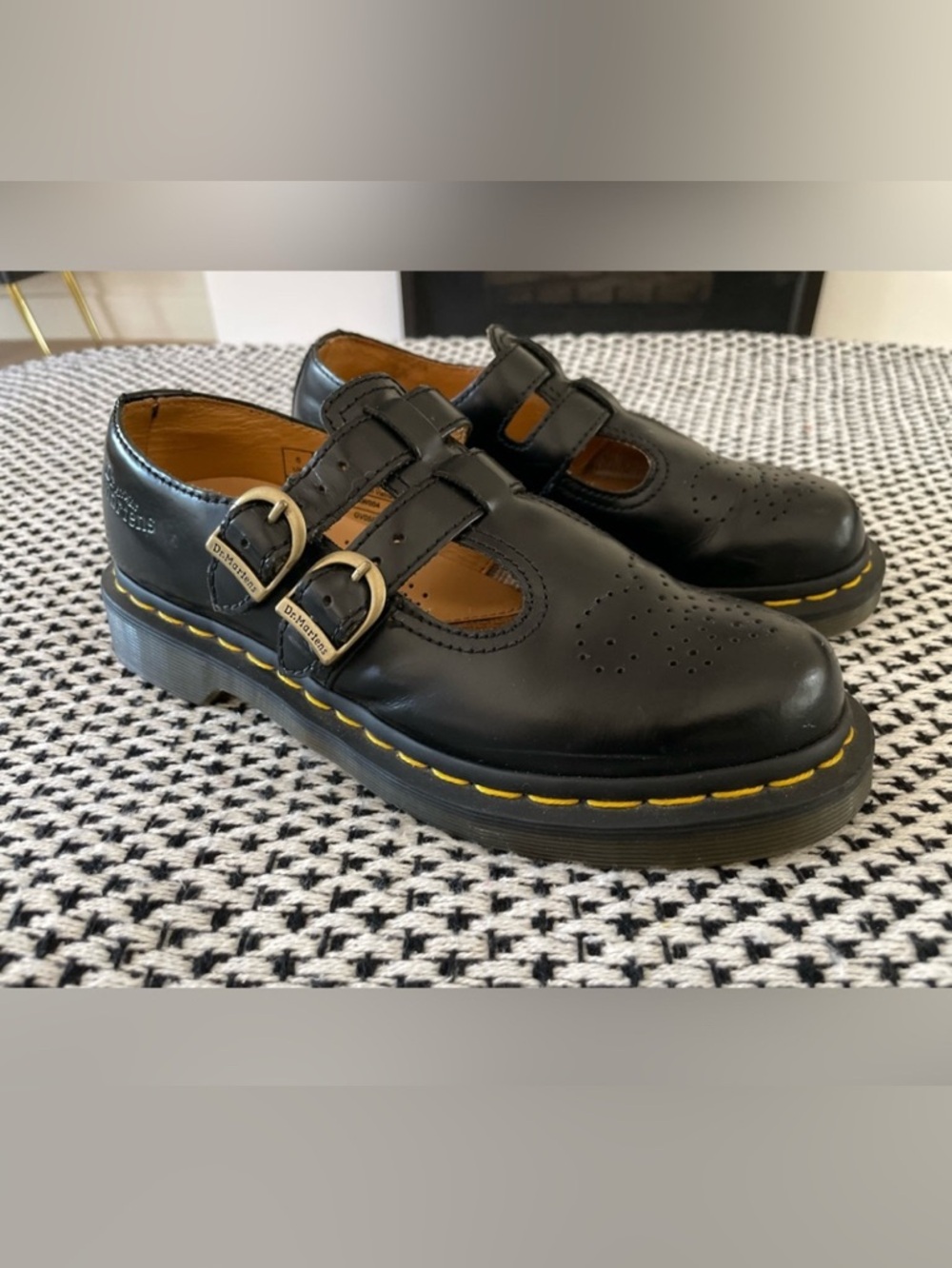 Dr Martens 8065 Mary Janes Size 7 Black Smooth Leather Double Buckle Lug Sole - Picture 2 of 12